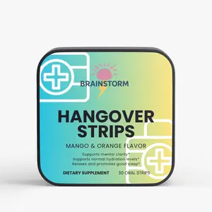 Brainstorm Nootropic Hangover Relief Dietary Supplement Strips, Natural Ayurvedic Blend Oral Mix for Fast Recovery, 30 Strips