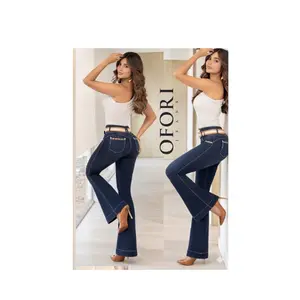Ofori Colombian Jeans FRIDA High-waisted 3 -Button media Campana with Push-Up Effect for Women