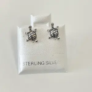 Sterling Silver 925 Small Tiny Turtle Stud Earrings Sea Jewelry