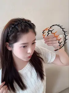 2pcs Unisex Asymmetrical Wave Tip Hairbands, Anti-Slip Plastic Comb Headband, Casual Plain Design, Home Skincare Accessories, Zigzag Headband, Zig Zag Headbands