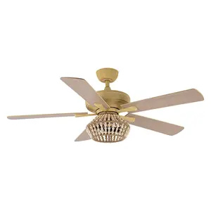 PARROT UNCLE 52-inch Pune Farmhouse Downrod Mount Reversible Ceiling Fan with Lighting and Remote Control