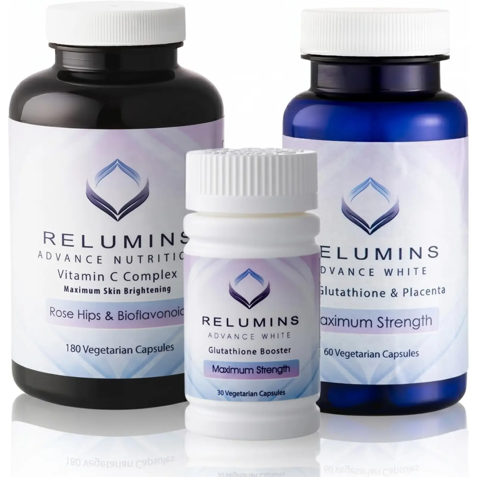 Relumins Advanced Skin Supplement Set - L-Glutathione Complex, Vitamin C, & Antioxidant Support - Nourishing Formula for Healthy Skin - 30 Day Supply