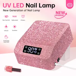 CHRISTINE SHELLY UV LED Nail Lamp 96W Nail Dryer Sparkly Gel Polish Light 4 Timer Setting Professional Quick Dry Curing Lamp with Display Auto Sensor for Salon & Home, Pink