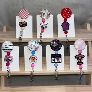 Healthcare Buttoned Beaded Badge Reel - Buttoned Design with Beaded Elements, Ideal for Nurses and Healthcare Workers