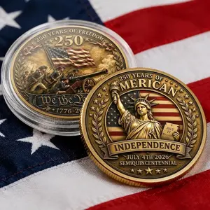 3D America Coin, Patriotic Challenge Coin, USA Independence 1776–2026 Commemorative Collectible, History Enthusiast Gift For Coin Collector