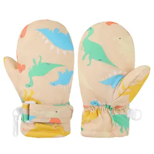 New Dinosaur Children's Winter Anti-Slip Warm Ski Waterproof Full-Finger Outdoor Gloves for Kids