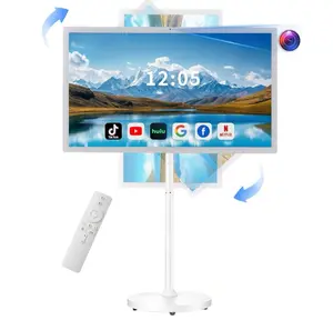 32-Inch Smart Portable TV on Wheels - FHD Touch Screen, Wireless Rollable, 8G RAM, 128G Storage, 6-8H Built-In Battery, Android 14, Full Swivel Rotation, Remote Control, App Support, Grey HD Tablet outdoorfun