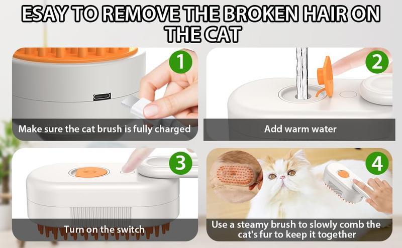 Pet Steam Brush,Cat & Dog Hair Remover, Adjustable Pet Hair Remover,Pet Steamy Mist,Steam Pet Brush for Pet Hair 4-IN-1 Steamy Cat Brush Grooming Comb for Dogs Steam Brush for Cats Remove Flying Fur Steam Advanced Pet Hair Removal Comb pet pal brush