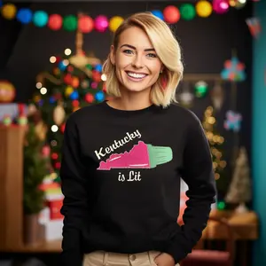 Customizable Kentucky is Lit Metallic Sequin Embroidered Crewneck Sweatshirt