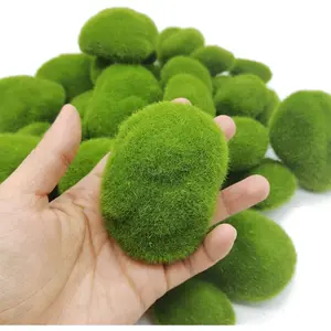 40 PCS 4 Size Artificial Moss Rocks Decorative, Green Moss Balls,Moss Stones, Green Moss Covered Stones, Fake Moss Decor for Floral Arrangements, Fairy Gardens and Crafting