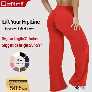 DENFY SoftMotion Straight Leg Bottoms 31" Inseam High Waisted Joggers for Women Fitness Gymwear Sportswear Yoga Pants Workout Comfortable Waistband
