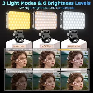 Selfie Light with Soft Diffuser & Built-in Stand, Rechargeable Fill Light for Phone iPhone Android iPad Laptop for Makeup Selfie Vlog
