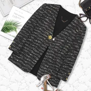 Elegant Women's Trench Coat  Mid-Length Single Button V-Neck Long Sleeve Woolen Overcoat for Casual Outings - Womenswear, Grey, Jackets