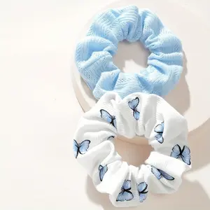 Summer Butterfly Pattern Blue & Design, Transparent Blue Casual Clothing, Perfect Holiday Gift, Soft Cotton Accessories