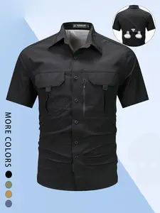 Global Style Short Sleeve Shirt with Multi-Functional Pocket, Perfect for Business and Casual Wear, Available in Various Colors