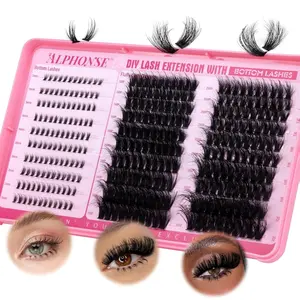 Fluffier Lash Clusters 150D 200D Thick Eyelash 12-20mm Cluster Eyelash Extensions 320pcs Individual Lashes DIY Salon Effect Lash Extension Clusters for Beginners (150D+200D, 12-20mm)