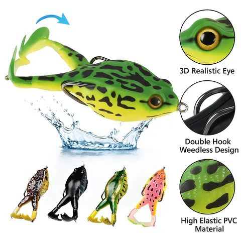 FINXTIDE 5PCS Soft Silicone Frog Topwater Floating Lures Kit - Bass Fishing Lures with Weedless Hooks, Lifelike Realism Prop Swimbait, Easy Casting & Retrieval, Spin Casting, Versatile Depth Control for Freshwater Saltwater (Halloween Gift)