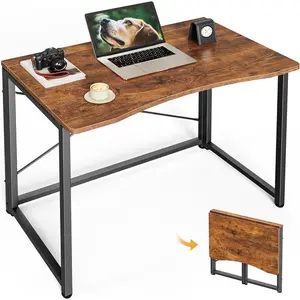 Folding Desk for Small Spaces, 31.5 Inch Foldable Computer Table, for Home Office, Study, Bedroom, Dorm, Space Saving, Small Writing Work Office Computer Desk, Easy to Fold, Rustic Brown