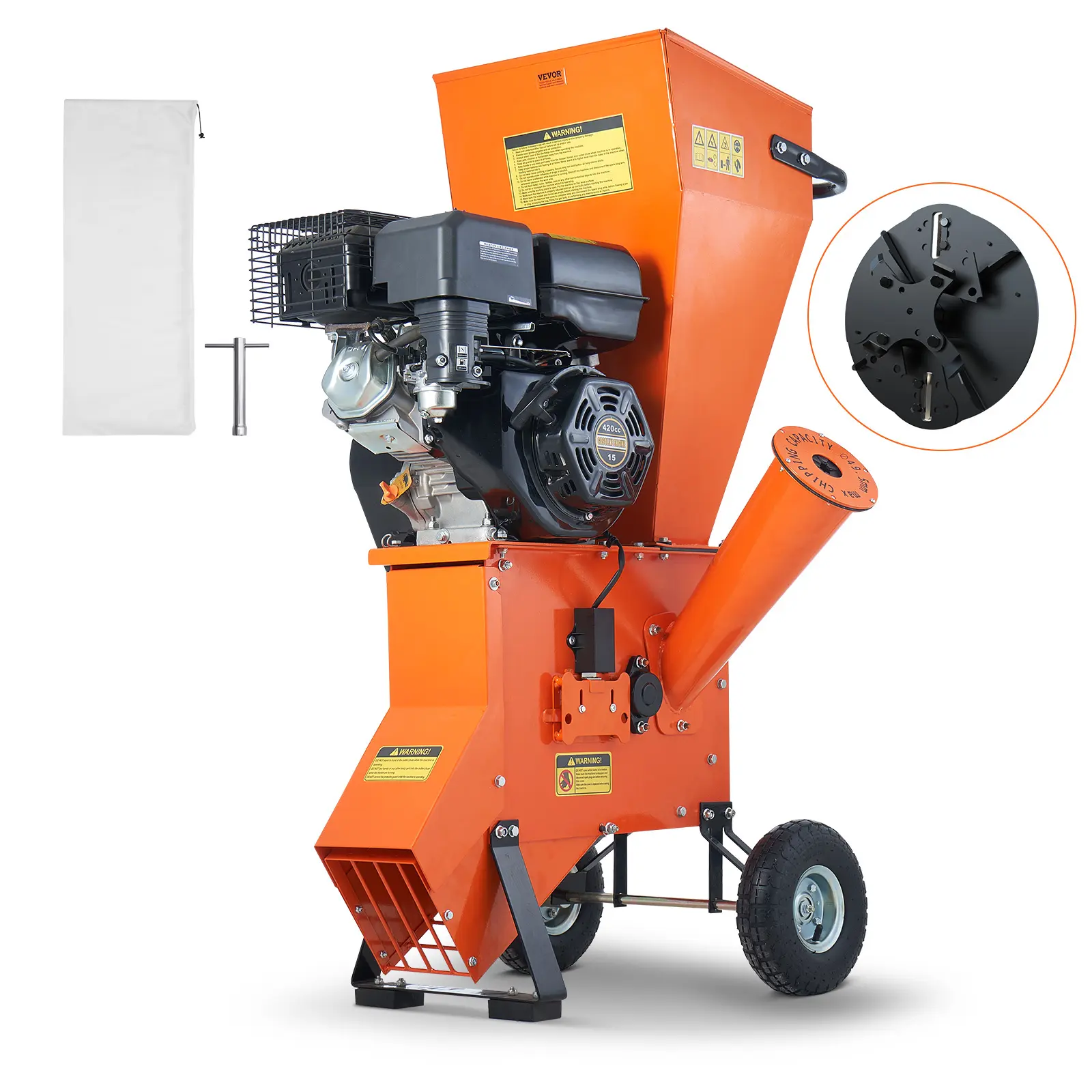 VEVOR Wood Chipper Shredder Mulcher 7HP Heavy Duty Gas Powered 3” 212cc/ 420cc, 4.1kw/8.6kw