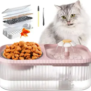 Water Fountain For Cats Inside, Cat Feeding & Watering Supplies, Super Quiet Automatic Pet Water Dispenser 100oz/3L With Stainless Steel Cat Bowls And Long Life Span Pump