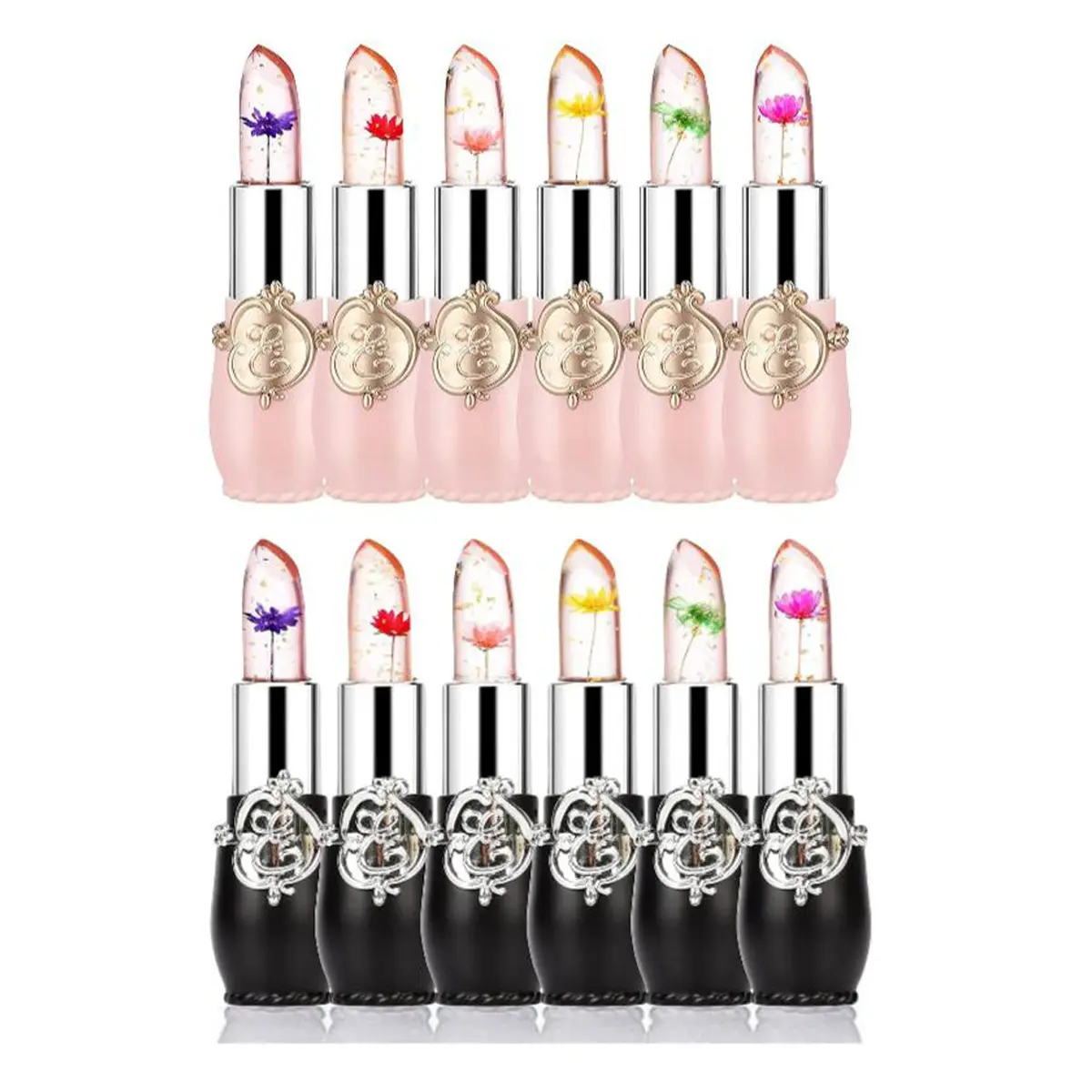 Flower Jelly Lipstick Set Temperature Change Moisturizer Long Lasting Nutritious Balm -12Pcs set for gift