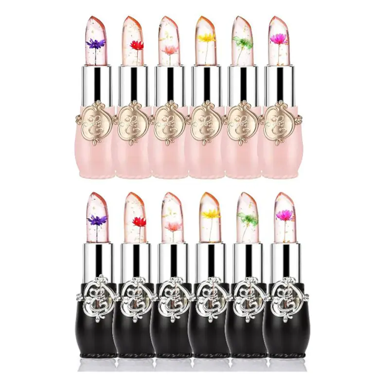 Flower Jelly Lipstick Set Temperature Change Moisturizer Long Lasting Nutritious Balm -12Pcs set for gift