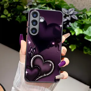 Phone case for Samsung S26: Romantic Starlit Hearts and Butterflies semi transparent drop proof and scratch  case for  for Galaxy S25 Plus S24 Ultra S23 S22 S21 FE 5G Note 20 Ultra A54 A52 A35 A25 A16 A15 A14 A12 An excellent gift choice
