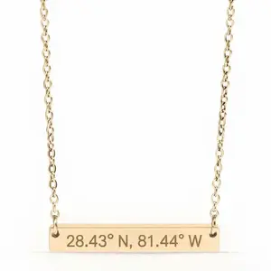 Steel Bonds. Tarnish Resistant Stainless Steel Blank Bar Necklace with Elegant Chain Design for Everyday Wear