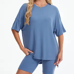 Cotrasen Women 2 Piece Oversized Shirts Shorts Lounge Set Summer Casual Matching Airport Travel Outfit Athleisure Sets Clothes