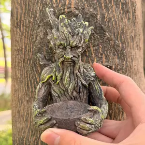 1 Pc Celtic Green Man Tree Spirit Bird Feeder Planter | Vintage Forest Garden Style | Hand-distressed, Waterproof & Anti-aging, Wall-mounted & Desktop Dual Use | For Gardening & Bird Watching Lovers | Perfect for Indoor/Outdoor Decor & Gifting