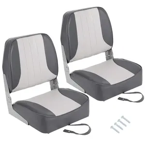 2 Pack Low Back Folding Boat Seats - 19"x16.5" Thick Elastic Cushio Boat Chair, Waterproof Fishing Chairs for Bass Tracker for Sightseeing Boats, Speedboat (Low-Light Gray)