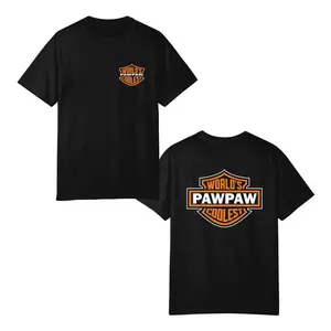World's Coolest Grandpa Graphic T-shirt, Motorcycle Style Back Print Letter Design, Soft Casual Mens Top, Perfect Gift for Father's Day, Birthday Present from Grandkids, Spring Daily Outfit, Available in S to 3XL Sizes