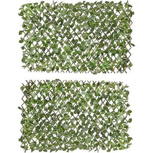 Artificial Ivy  Fencing System, Faux Ivy Vine & Willow Branch Lattice, Adjustable Ivy Wall  Screen, Expandable Horizontal or Vertical up to 96" (Set of 2, for 192" of Coverage)