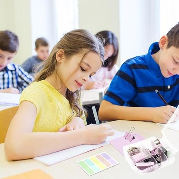 [New Deal] Mini School Supplies Kit, Pink Mini Stapler with Staples and Tape Dispenser Set, Mini Stationary Set Includes Sticky Notes Index Tabs Highlighters Gel Pens for Office & Back to School Supplies Art Materials