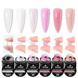 Non Stick Hand Extension Gel, 6 Counts/set Transparent Solid Self-leveling Gel Polish, Nail Art DIY 3D Carving Flower Modeling Gel, Rhinestone Glue