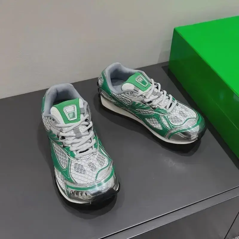 Men's Y2K Futuristic Running Sneakers, Silver Metallic Mesh Shoes, Retro 2000s Streetwear Sneakers, Casual Everyday Shoes