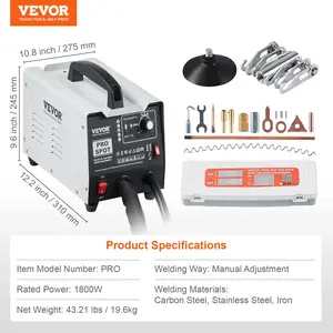 VEVOR Stud Welder Dent Repair Kit, 110V Auto Body Spot Welding Dent Puller Machine with 7 Welding Modes Adjustable Power, 1.8KW Spot Welder Dent Removal Tool for Car, Truck Dent Repair