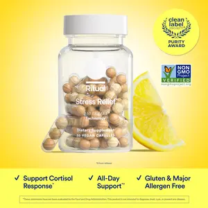 Ritual Stress Relief Supplement BioSeries with 8-Hour Release Support (Shoden® Ashwagandha, Suntheanine® L-Theanine, and Saffron as affron®*) 30 Day Supply