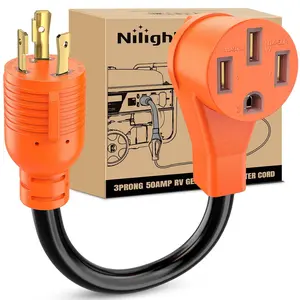 Nilight RV Generator Adapter Cord 30Amp to 50 Amp 3 Prong Pure Copper Heavy Duty Twist Lock Male Plug 10 Gauge Wire L5-30P 14-50R 30M/50F for RVs Camper Caravan Van Trailer