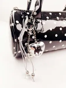Y2K Sweet Cool Cat Star Keychain, Silver Color Metal Charm, Perfect Gift for Backpacks, Casual Style for All Seasons