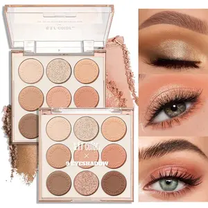 9 Colors Eyeshadow Palette, Shimmering & Matte Effect Eyeshadow Palette, High Pigmented Blendable Eyeshadow Powder, Colorful Eye Makeup Products, Cosmetic