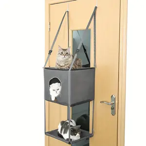 Cat Bed Hammock - Four Seasons Foldable Hanging Pet Bed, Soft and Breathable Universal Door and ow Mounted Cat Lounger, Comfortable Perch for Indoor