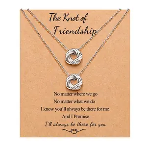 2/3 PCS Best Friend Forever Love Knot Infinity Matching Friendship Necklaces Jewelry Long Distance Birthday Christmas Bridesmaid Gifts for Girls Women Sisters