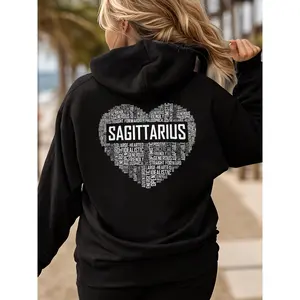 Women's Sagittarius Zodiac Hoodie Long Sleeve Hooded Sweatshirt with Horoscope Astrology Sign Print Gift for Her Christmas Birthday Tops Womenswear Casual hoodies women sweatshirts women winter outfits comfort hoodies