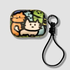 Gradient Cat Stripes & Polka Dot Case for AirPods Pro (3rd Generation), Soft Protective Earbud Case with 2 Accessories, Cute Stylish Cover for Bluetooth Earbuds