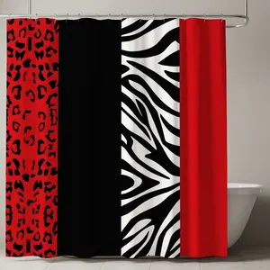 Bold Animal Print Shower Curtain, Leopard and Zebra Designs, Chic Panel, Modern Bathroom Decor, Bathroom Decoration Accessories, Silver Color Rod Included, Bathroom Accessory