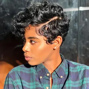 Wholesale New Fashionable Women's Brazilian Remy Human Hair Wig - Natural Brown/Black/Blonde/Red/Gray/White/, 150% Density High-Density Lace Front Wig with Pre-Plucked Bangs & Curly Waves, Transparent Lace Frontal for Everyday, Halloween, Christmas - Natu