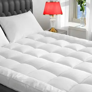 4 Inch Ultra-Fluffy Mattress Topper Queen for Back Pain, Extra Soft Pillow Top Queen Mattress Topper with 4X Support, Mattress Pad with Breathable Air Mesh Sides, 6-21'' Deep Pocket US