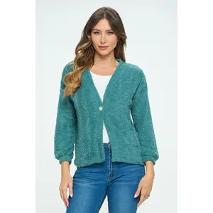 Clara Furry One Button Short Cardigan