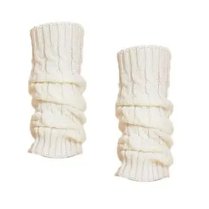 Fashion Culture Cable Knit Ribbed Leg Warmers Boot Toppers Cream Chic Comfortable Soft Winter Women's Basic Leggings Accessory Womenswear Fits White Socks Breathable Fabric Socks Outfits Style